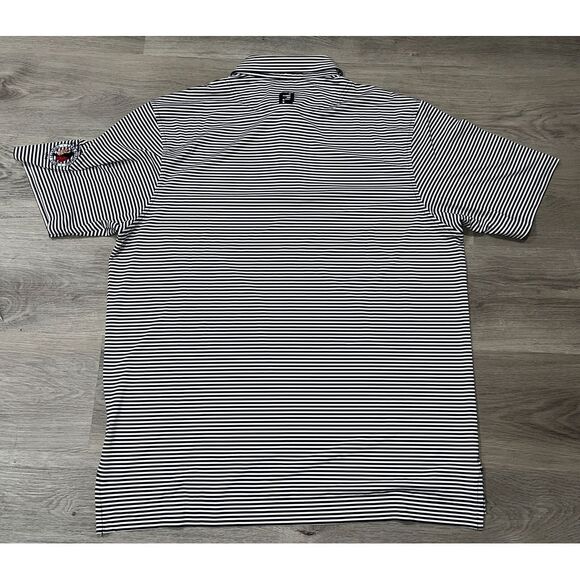 FJ Footjoy Mens Golf Polo Shirt Short Sleeve Blue & White Stripes Large Waramaug - Picture 9 of 10